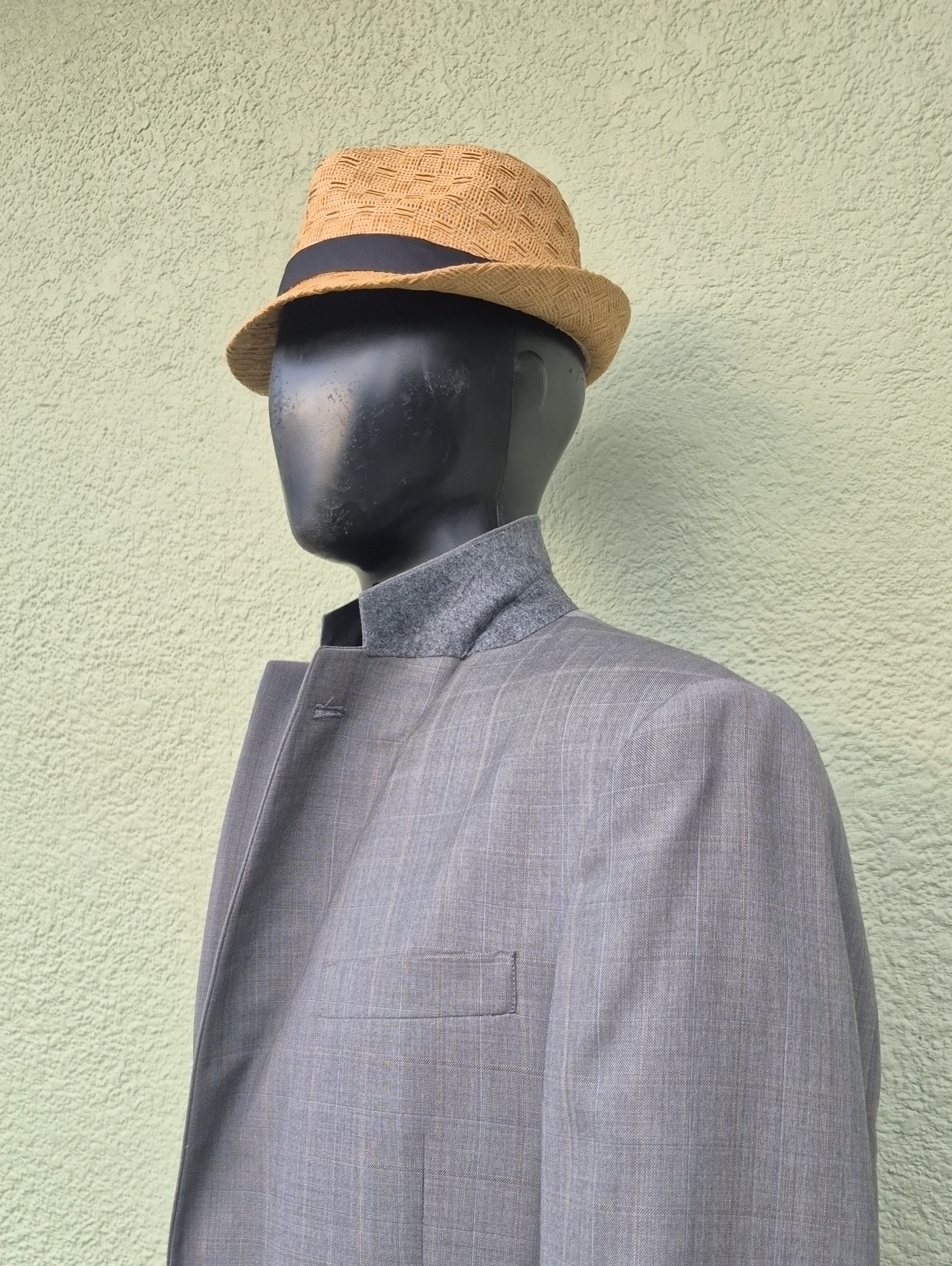 Hart Schaffner Marx (Usa) Men's Gray Pure Wool Windowpane Luxury Blazer